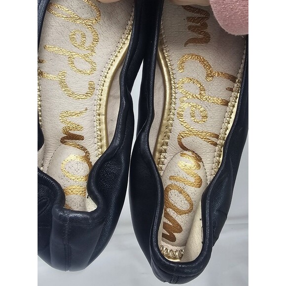 Sam Edelman Felicia Black Leather Ballet Flat Women's Size 7.5M Round Toe Bow - Picture 10 of 12